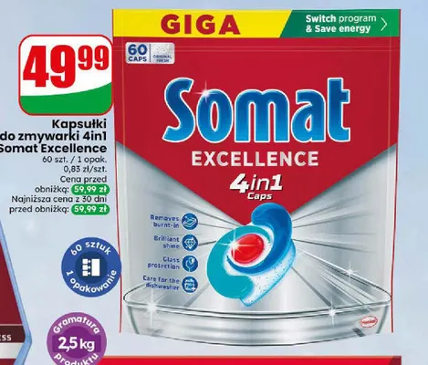 Kapsułki do zmywarki 4in1 Somat Excellence promocja w Dino