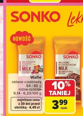 Wafle kukurydziane w czekoladzie mlecznej Sonko promocja w Carrefour