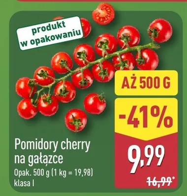 Pomidory cherry na gałązce promocja w Aldi