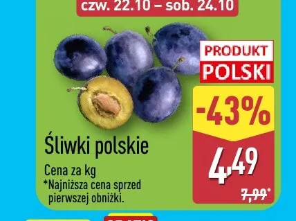 Śliwki polskie promocja w Aldi