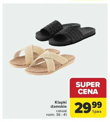 Klapki damskie casual rozm. 36 - 41 promocja w Carrefour