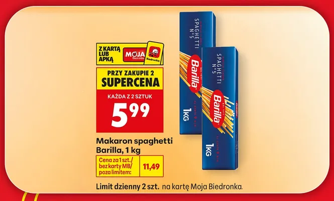 Makaron spaghetti Barilla promocja w Biedronka