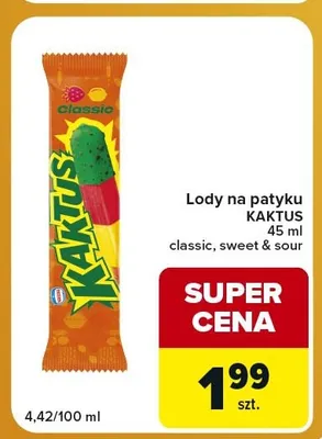 Lody na patyku Kaktus classic promocja w Carrefour Express