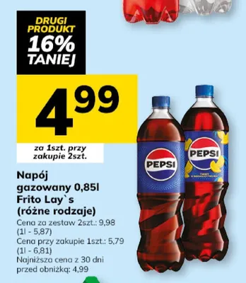 Napój gazowany 0,85l Frito Lay's (różne rodzaje) promocja w Hitpol