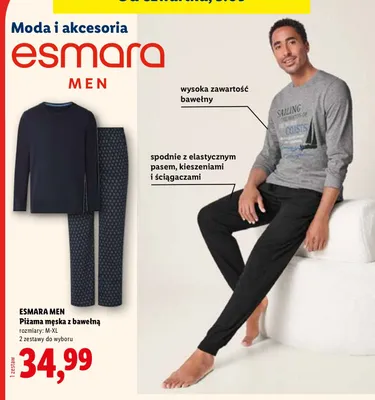 Piżama męska z bawełną promocja w Lidl