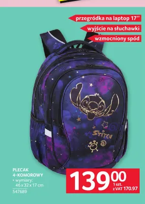 Plecak 4-komorowy Stitch promocja w Selgros