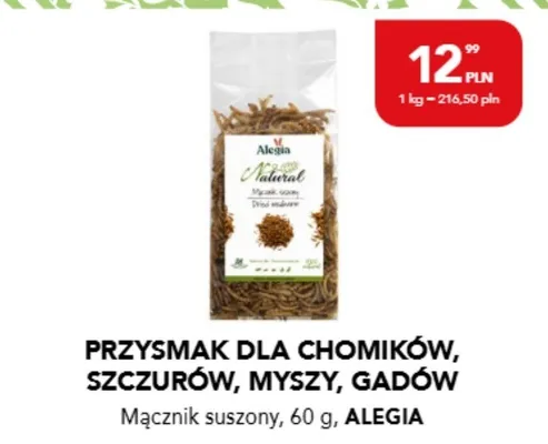 Przysmak dla chomików szczurów myszy gadów Mącznik suszony Alegia promocja w Aquael zoo