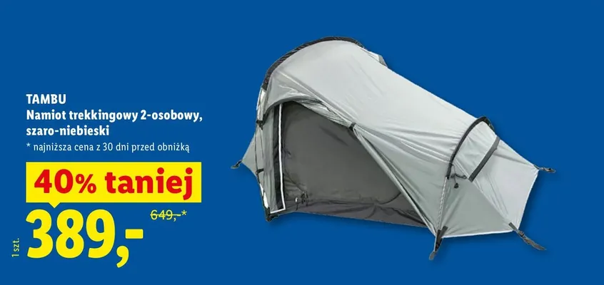 Namiot trekkingowy 2-osobowy szaro-niebieski Tambu promocja w Lidl