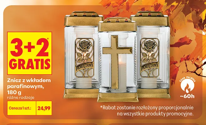 Znicz z wkładem parafinowym 180 g promocja w Biedronka