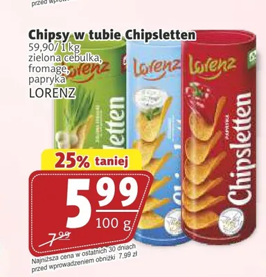 Chipsy w tubie Chipsletten fromage Lorenz promocja w Prim Market