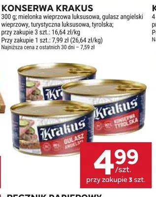 Konserwa Krakus mielonka wieprzowa luksusowa promocja w Stokrotka