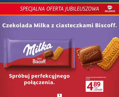 Czekolada Milka Biscoff promocja w Selgros