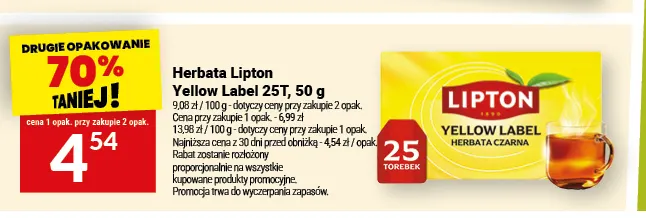 Herbata Lipton Yellow Label 25T promocja w Twój Market