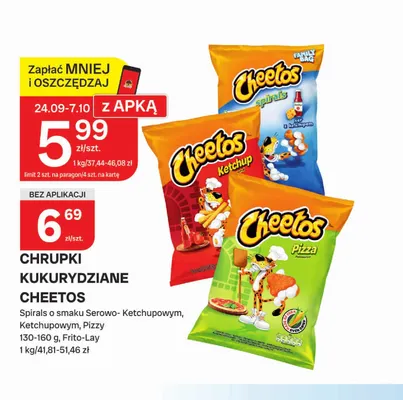Chrupki kukurydziane Cheetos o smaku ketchupowym promocja w Chorten