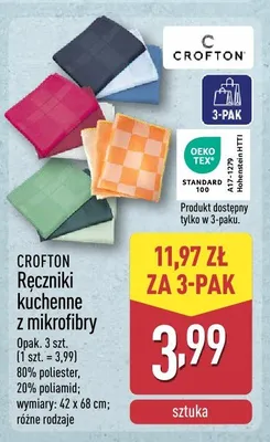 Ręczniki kuchenne z mikrofibry CROFTON 3-pak promocja w Aldi