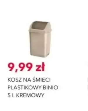 Kosz na śmieci plastikowy Binio 5 l kremowy promocja w Nela