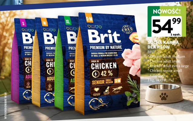Sucha karma dla psów Brit Premium by Nature Chicken Senior Small i Medium promocja w Intermarche