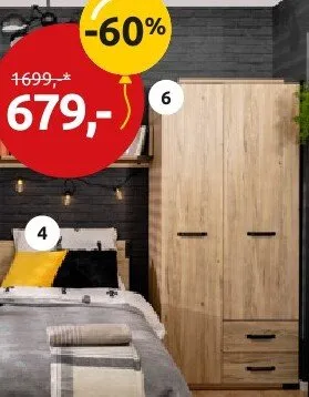 Szafa dwudrzwiowa z szufladami promocja w Black Red White