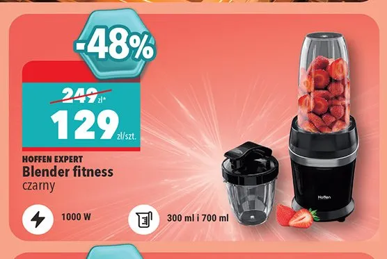 Blender fitness Hoffen Expert czarny promocja w Biedronka