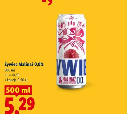 Piwo bezalkoholowe Żywiec Malinaż promocja w Lidl