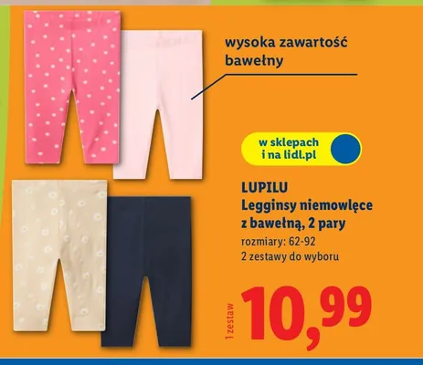 Legginsy niemowlęce z bawełną, 2 pary promocja w Lidl