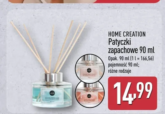 Patyczki zapachowe HOME CREATION 90ml promocja w Aldi