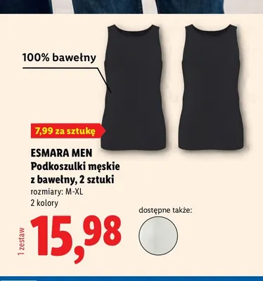 Podkoszulki męskie z bawełny 2-pak promocja w Lidl