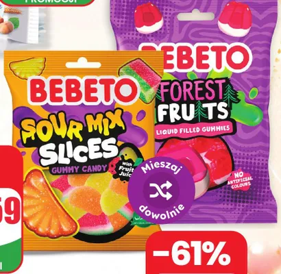 Żelki Bebeto Sour Mix Slices promocja w Dino