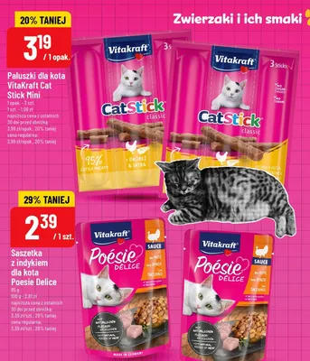 Paluszki dla kota VitaKraft CatStick Mini z drobiem i wątróbką promocja w POLOmarket