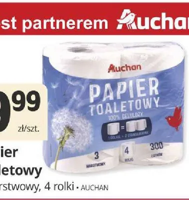 Papier toaletowy Auchan 3-warstwowy promocja w Marketvita