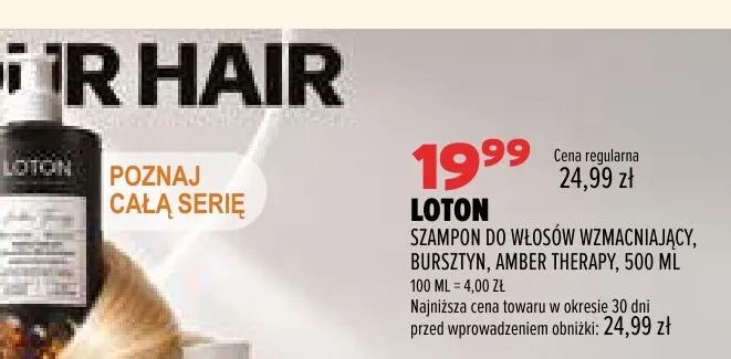 Szampon do włosów wzmacniający bursztyn Amber Therapy Loton promocja w Drogerie Natura