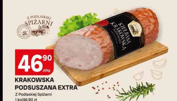 Kiełbasa krakowska podsuszana extra Z Podlaskiej Spiżarni promocja w Chorten