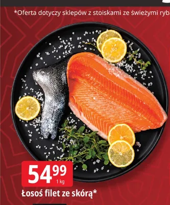 Łosoś filet ze skórą promocja w Leclerc
