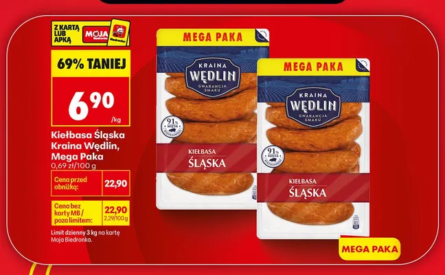 Kiełbasa Śląska Kraina Wędlin Mega Paka promocja w Biedronka