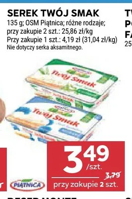 Serek Twój Smak naturalny OSM Piątnica promocja w Stokrotka
