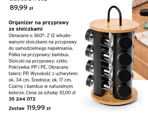 Organizer na przyprawy ze słoiczkami promocja w Tchibo