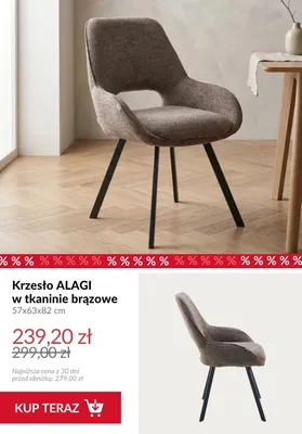 Krzesło ALAGI w tkaninie brązowe promocja w Homla
