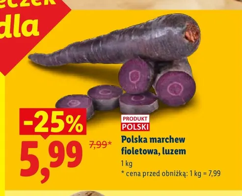 Marchew fioletowa polska luzem promocja w Lidl