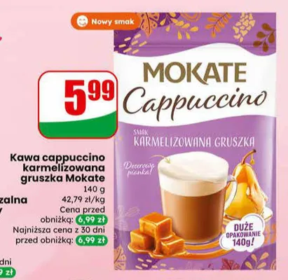 Kawa cappuccino karmelizowana gruszka promocja w Dino