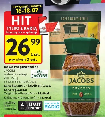Kawa rozpuszczalna Jacobs Krönung Refill promocja w Intermarche