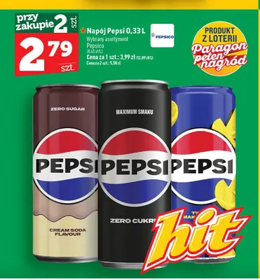 Napój gazowany Pepsi Zero Sugar Cream Soda promocja w TOPAZ
