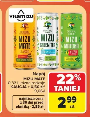 Napój Vitamizu Mizu Green Tea Lemongrass promocja w Carrefour