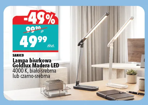 Lampa biurkowa Sanico Goldlux Madera LED promocja w Biedronka Home