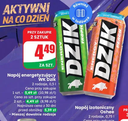 Napój energetyzujący peach promocja w Dino