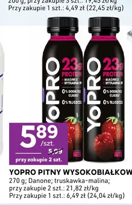 YoPro pitny wysokobiałkowy truskawka-malina Danone promocja w Stokrotka