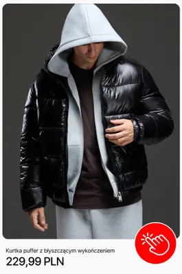 Kurtka puffer z błyszczącym wykończeniem Cropp promocja w Cropp