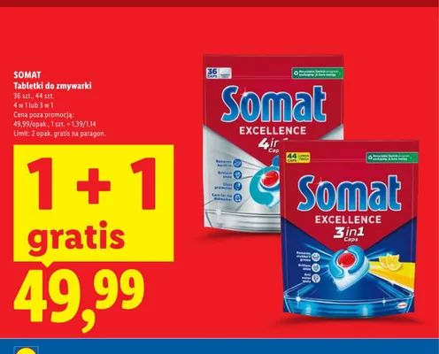 Tabletki do zmywarki regular SOMAT EXCELLENCE 4IN1 promocja w Lidl