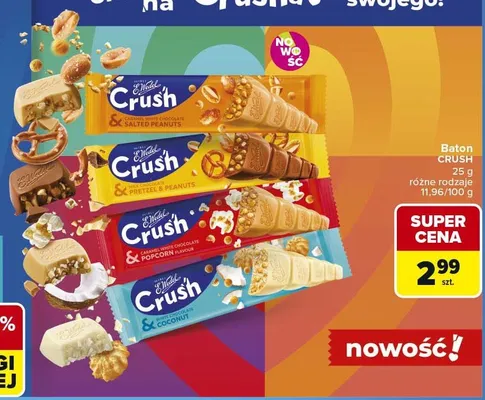 Baton E.Wedel Crush Caramel White Chocolate & Salted Peanuts promocja w Carrefour