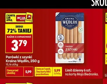 Parówki z szynki Kraina Wędlin promocja w Biedronka