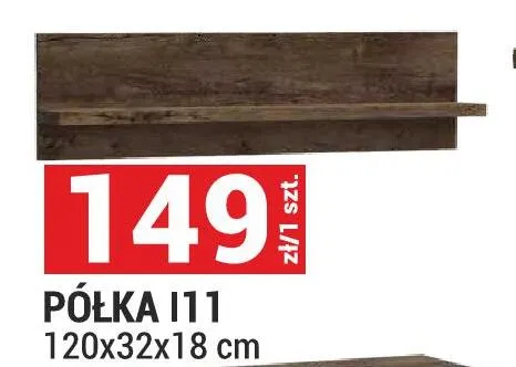 Półka I11 System Indianapolis kolor jesion ciemny 120x32x18cm promocja w Merkury Market